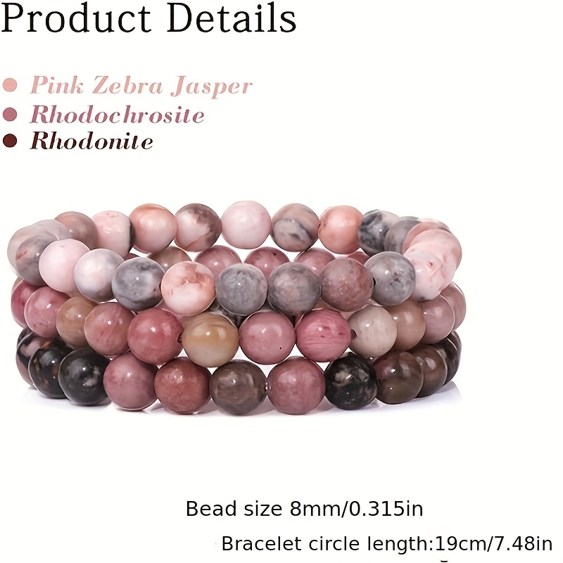 3pcs Stone Bead Bracelet Set Boho Style for Couples